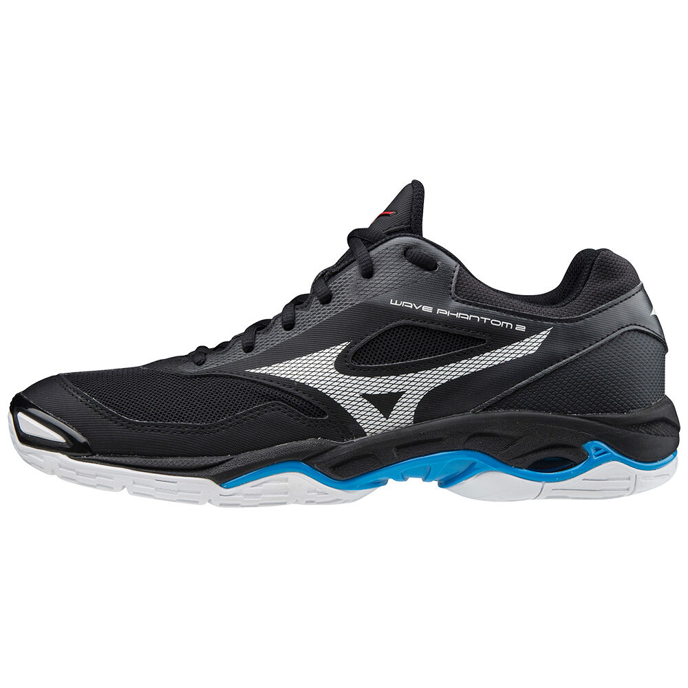 Mens Mizuno Wave Phantom 2 Badminton Shoes Black/White/Blue Philippines (UVBSTJ360)